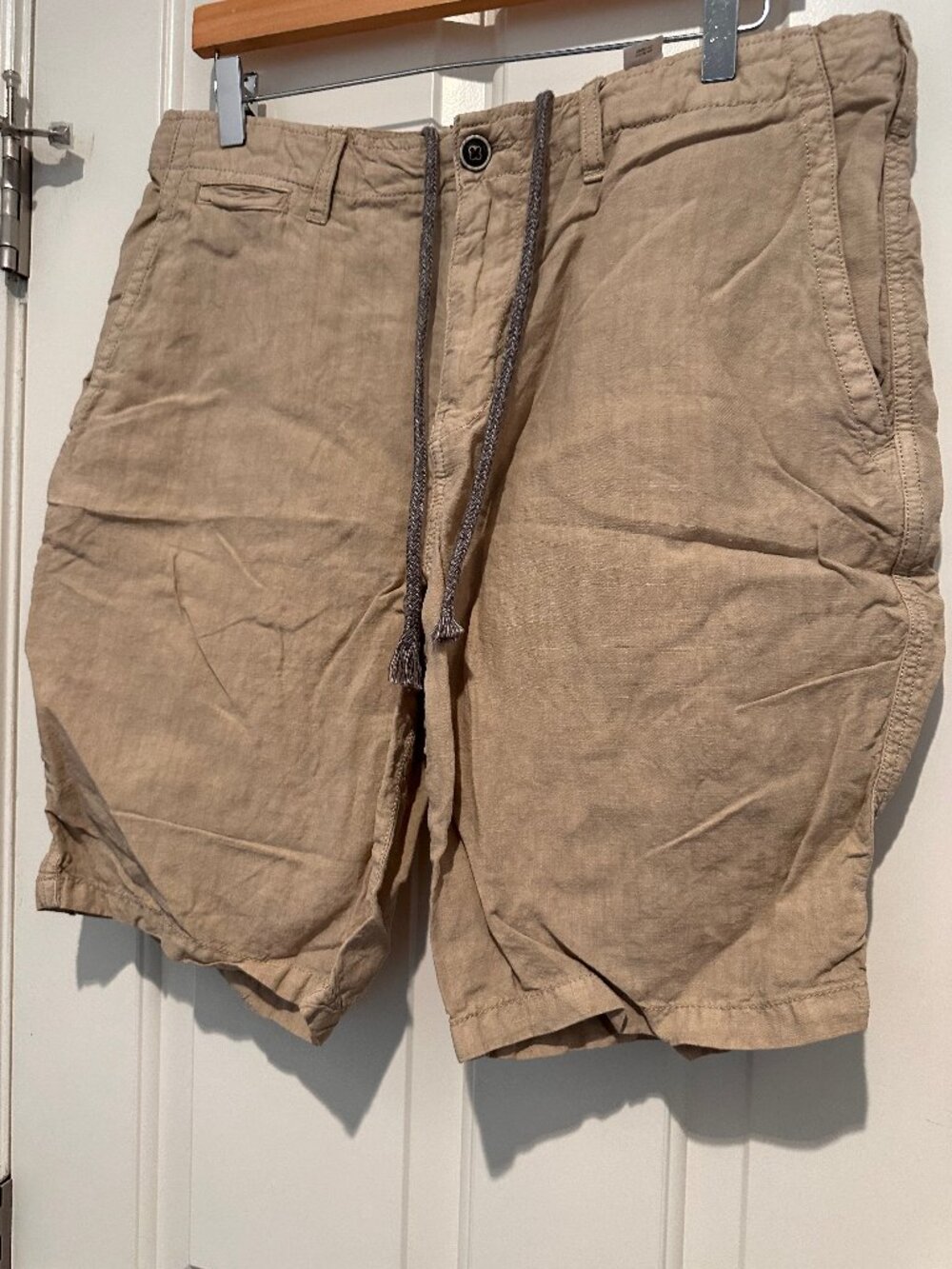 Lucky Brand Mens Linen Shorts, Beige, Size 34